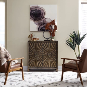 Liberty Furniture Chaucer 2-Door Wine Accent Cabinet in Aged Whiskey