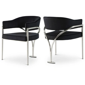 Meridian Furniture Madelyn Velvet Dining Chair with Brushed Chrome Metal Frame (Set of 2)
