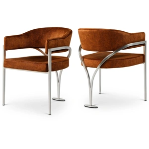 Meridian Furniture Madelyn Velvet Dining Chair with Brushed Chrome Metal Frame (Set of 2)