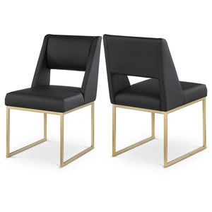 Meridian Furniture Jayce Boucle Fabric Dining Chair with Iron Base (Set of 2)
