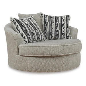 Ashley Furniture Calnita Fabric Oversized Swivel Accent Chair in Sisal