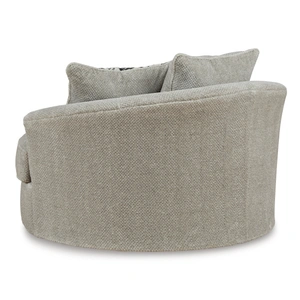 Ashley Furniture Calnita Fabric Oversized Swivel Accent Chair in Sisal