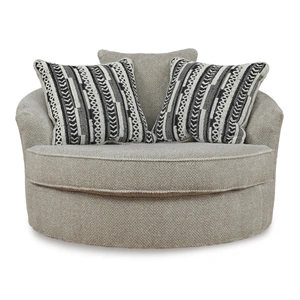 Ashley Furniture Calnita Fabric Oversized Swivel Accent Chair in Sisal