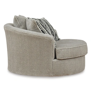 Ashley Furniture Calnita Fabric Oversized Swivel Accent Chair in Sisal