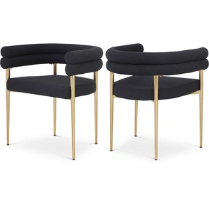 Meridian Furniture Brielle Boucle Fabric Dining Chair with Brushed Brass Base (Set of 2)