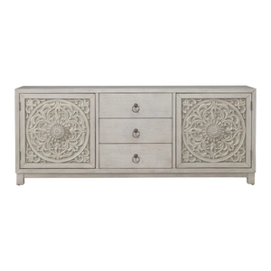 Liberty Furniture Sundance Wood 72-Inch Accent Cabinet w/2 Doors & 3 Drawers, Antique Linen