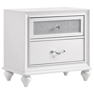 Coaster Barzini Wood/Acrylic Nightstand w/2 Drawers, White