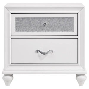 Coaster Barzini Wood/Acrylic Nightstand w/2 Drawers, White