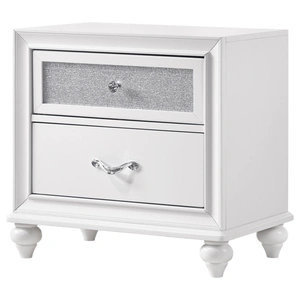 Coaster Barzini Wood/Acrylic Nightstand w/2 Drawers, White