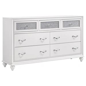 Coaster Barzini Fabric Tufted Panel Bedroom Set, White