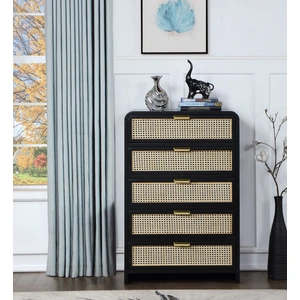 Meridian Furniture Sage 5-Drawer Wood Chest with Natural Cane Drawer Front