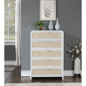 Meridian Furniture Sage 5-Drawer Wood Chest with Natural Cane Drawer Front