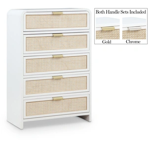 Meridian Furniture Sage 5-Drawer Wood Chest with Natural Cane Drawer Front