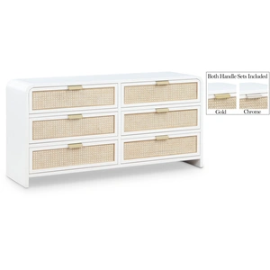 Meridian Furniture Sage 6-Drawer Wood Dresser with Natural Cane Drawer Front