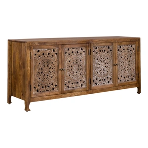 Liberty Furniture Marisol Wood 74-Inch Accent TV Stand w/4 Doors, Weathered Honey & Soft Wash Gray