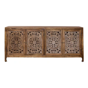 Liberty Furniture Marisol Wood 74-Inch Accent TV Stand w/4 Doors, Weathered Honey & Soft Wash Gray