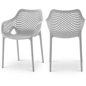 Meridian Furniture Mykonos Outdoor Patio Polypropylene Plastic Dining Arm Chair (Set of 4)