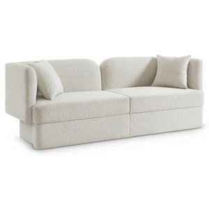 Meridian Furniture Marcel Boucle Fabric Sofa in Cream