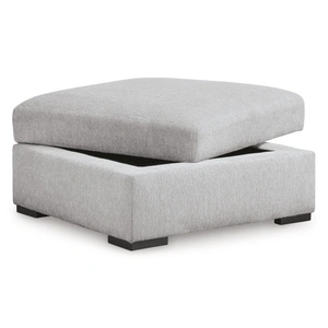 Ashley Furniture Gabyleigh 36-inch Square Storage Ottoman - Nickel Gray Hinged Top, Nickel