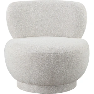 Meridian Furniture Calais Boucle Fabric Accent Chair with Upholstered Base in Cream