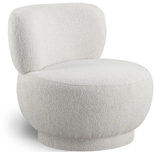 Meridian Furniture Calais Boucle Fabric Accent Chair with Upholstered Base in Cream