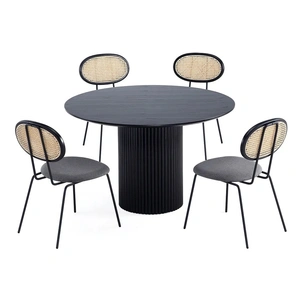 Manhattan Comfort Hathaway 47.24-inch Solid Wood Round Dining Room Set w/Jardin Chairs