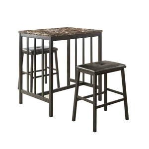 Homelegance Edgar Industrial Counter Dining Room Set (Table + 2 Chairs), Black