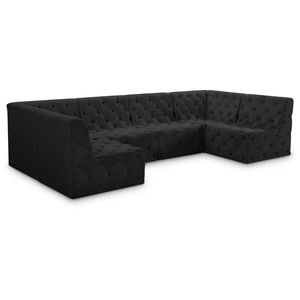 Meridian Furniture Tuft 128-inch 6-Piece Velvet Modular U-Shape Sectional