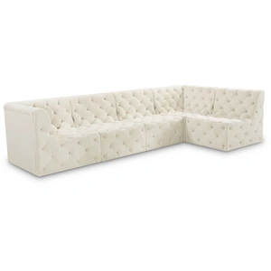 Meridian Furniture Tuft 128-inch 5-Piece Velvet Modular Armless Sectional