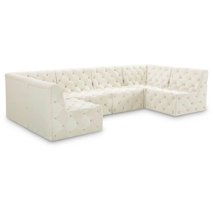 Meridian Furniture Tuft 128-inch 6-Piece Velvet Modular U-Shape Sectional