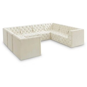 Meridian Furniture Tuft 128-inch 8-Piece Velvet Modular Sectional