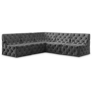 Meridian Furniture Tuft 93-inch 5-Piece Velvet Modular Armless Sectional