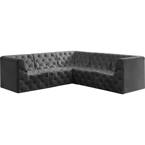 Meridian Furniture Tuft 99-inch 5-Piece Velvet Modular Sectional