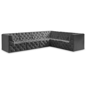 Meridian Furniture Tuft 128-inch 6-Piece Velvet Modular Sectional