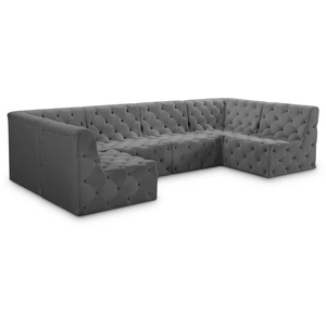 Meridian Furniture Tuft 128-inch 6-Piece Velvet Modular U-Shape Sectional