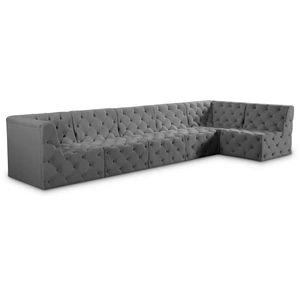 Meridian Furniture Tuft 157-inch 6-Piece Velvet Modular Sectional