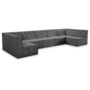 Meridian Furniture Tuft 157-inch 7-Piece Velvet Modular Sectional