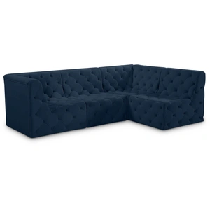Meridian Furniture Tuft 99-inch 4-Piece Velvet Modular Sectional