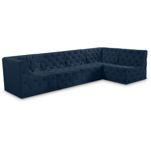 Meridian Furniture Tuft 128-inch 5-Piece Velvet Modular Armless Sectional