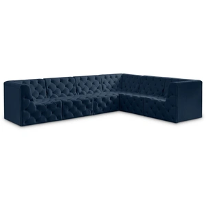 Meridian Furniture Tuft 128-inch 6-Piece Velvet Modular Sectional