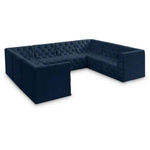 Meridian Furniture Tuft 128-inch 8-Piece Velvet Modular Sectional