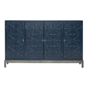 Liberty Furniture Braxton Wood Accent Cabinet w/4 Doors, Azure Blue
