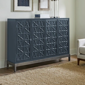 Liberty Furniture Braxton Wood Accent Cabinet w/4 Doors, Azure Blue