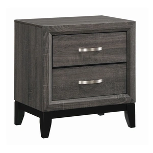 Coaster Watson Wood Nightstand w/2 Drawers, Grey Oak/Black