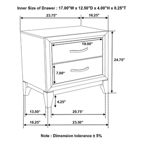 Coaster Watson Wood Nightstand w/2 Drawers, Grey Oak/Black