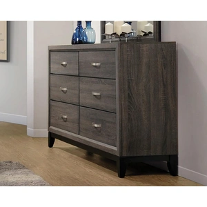 Coaster Watson Wood Double Dresser w/6 Drawers, Grey Oak/Black