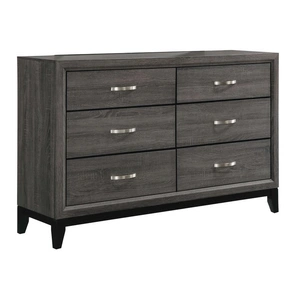 Coaster Watson Wood Double Dresser w/6 Drawers, Grey Oak/Black