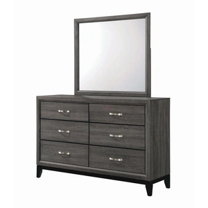Coaster Watson Wood Double Dresser w/6 Drawers, Grey Oak/Black