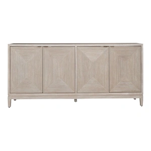 Liberty Furniture Kinsley Wood Accent Cabinet w/4 Doors in Washed Taupe & Silver Champagne