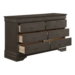 Homelegance Mayville Wood 6-Drawer Double Dresser in Stained Gray
